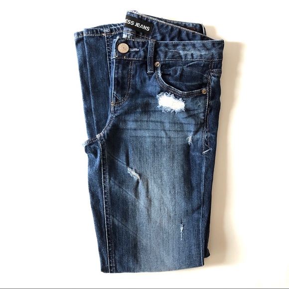 Express Stella Distressed Skinny Low Rise Jeans - Picture 2 of 8
